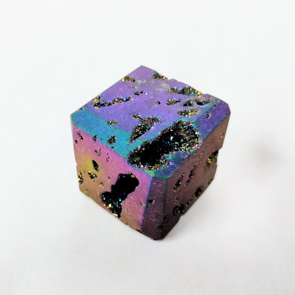 Titanium coated Druzy Cube