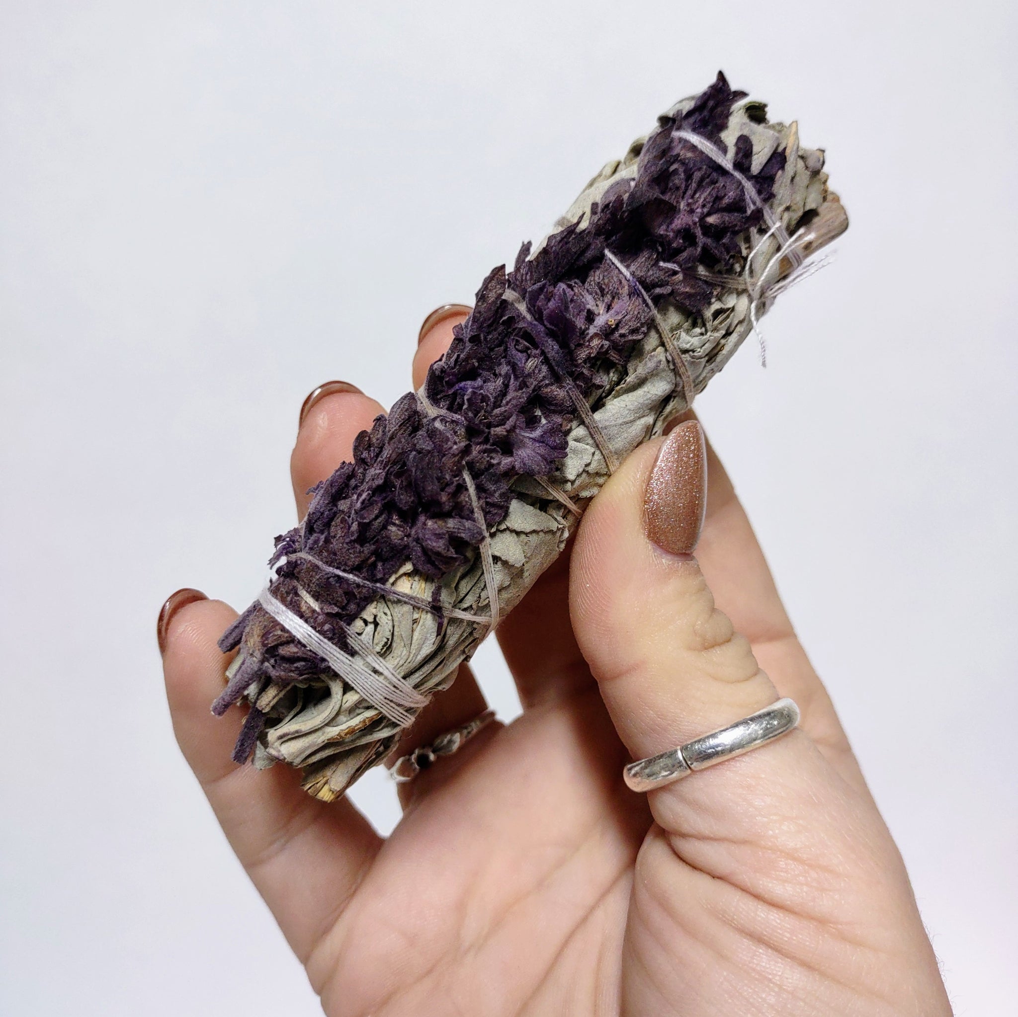 White Sage & Purple "Royal" Lavender Smudge Stick 4"